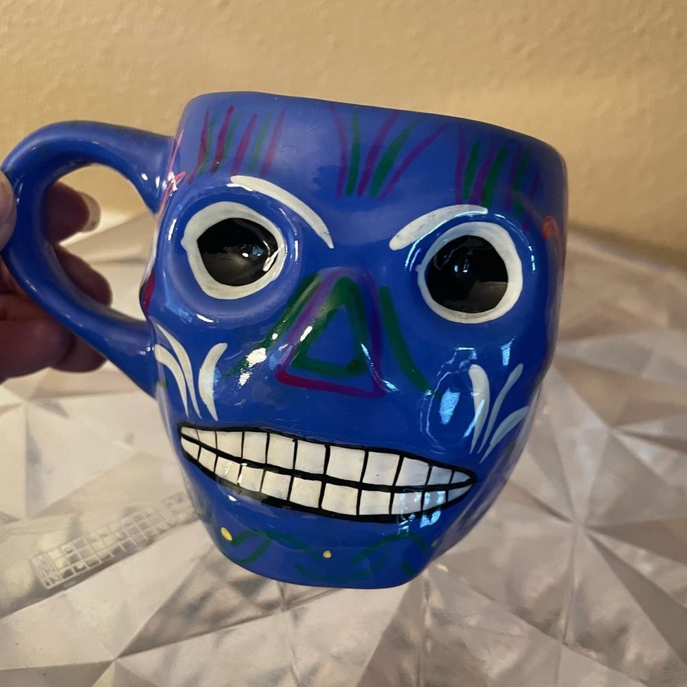 Blue Day of The Dead Sugar Skull Mug